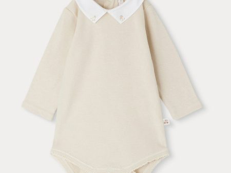 Baby Boys & Girls Beige Cotton Babysuit Online Sale