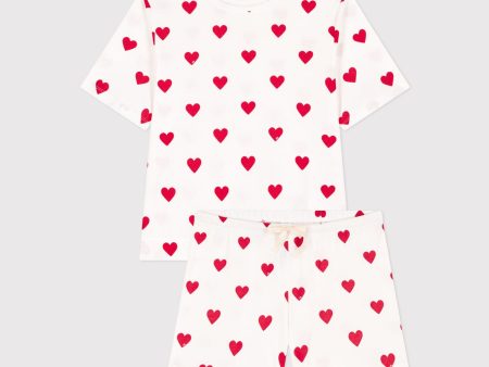 Women White Heart Cotton Nightwear Set Hot on Sale