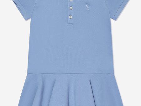 Ralph Lauren Girls Logo Polo Dress in Blue Supply