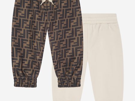 Baby FF Logo Reversible Joggers in Brown Online Sale