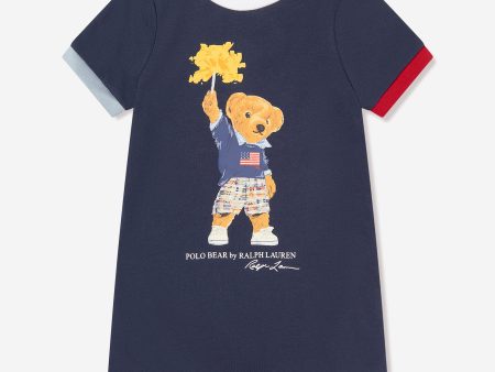 Ralph Lauren Baby Boys Sparkle Bear Romper in Navy Hot on Sale