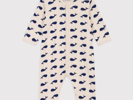 Baby Boys & Girls Beige Printed Cotton Babysuit Sale