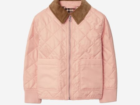 Girls Quilted Otis Jacket in Pink For Sale