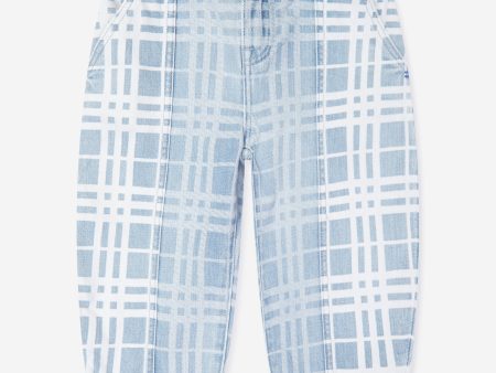 Girls Check Jasmine Trousers in Blue For Discount