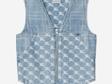 Girls Wendy Zip Up Gilet in Blue For Discount