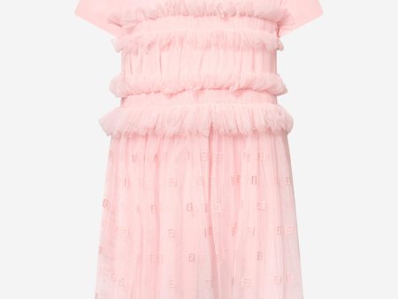 Girls Ruched Jersey Dress in Pink on Sale