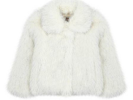 Girls White Plush Coat For Cheap