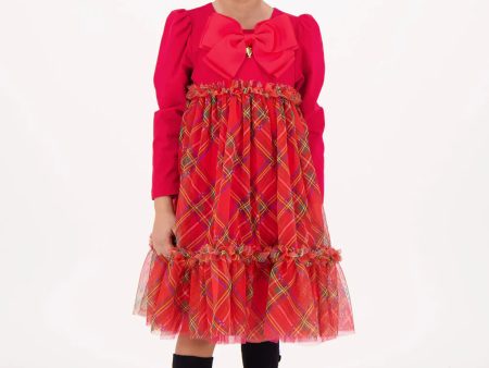 Angels Face Girls Tavia Tartan Dress in Red Supply