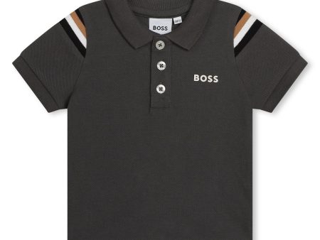 Baby Boys Dark Grey Cotton Polo Shirt Online Hot Sale