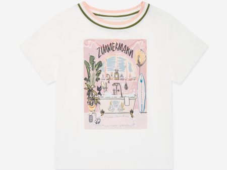 Zimmermann Girls Ottie Printed T-Shirt in Ivory Online Hot Sale